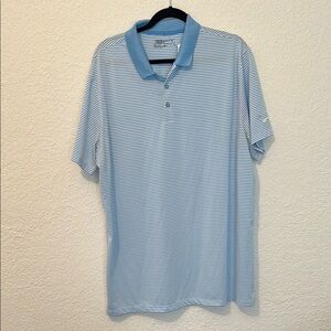 Nike Men's Blue Striped Polo Golf Shirt